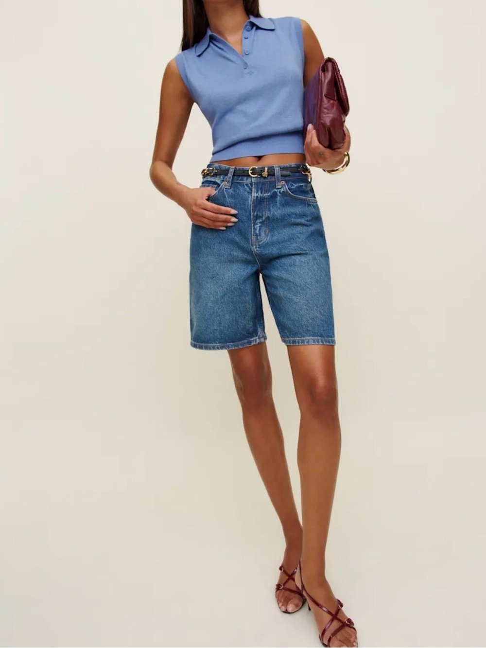 Reformation Hale High Rise 8” Jean Shorts Blue - Size 27 - Picture 4 of 7